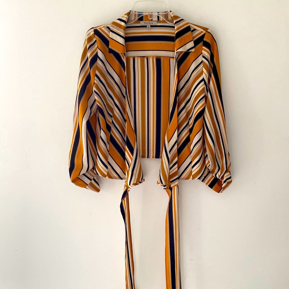 Papaya Multicolored Collared Wrap Shirt Women’s Sz Medium
